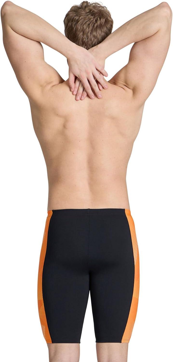 imageArena Boys Arena Performance Boys Halftone Swim Jammer Athletic Swimwear Professional SwimsuitBlackTeam Orange