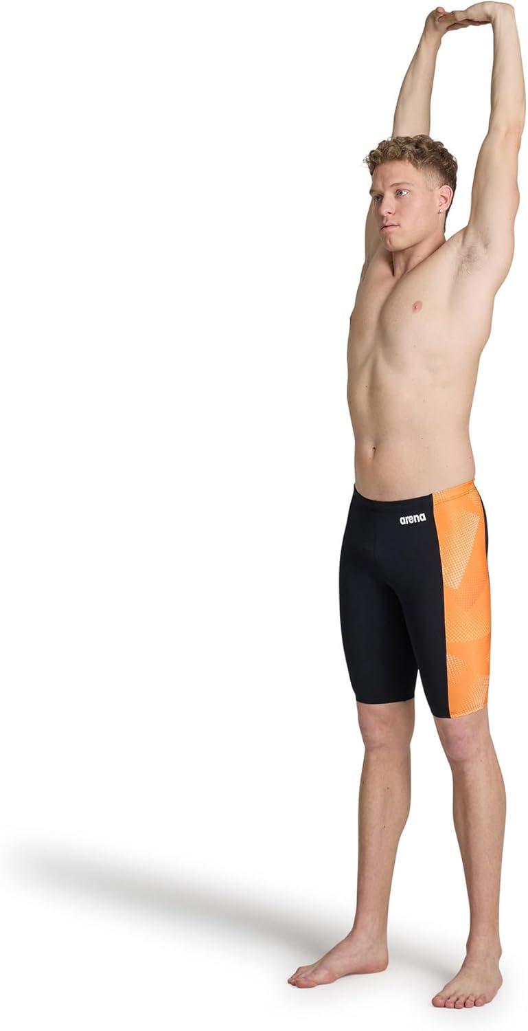 imageArena Boys Arena Performance Boys Halftone Swim Jammer Athletic Swimwear Professional SwimsuitBlackTeam Orange