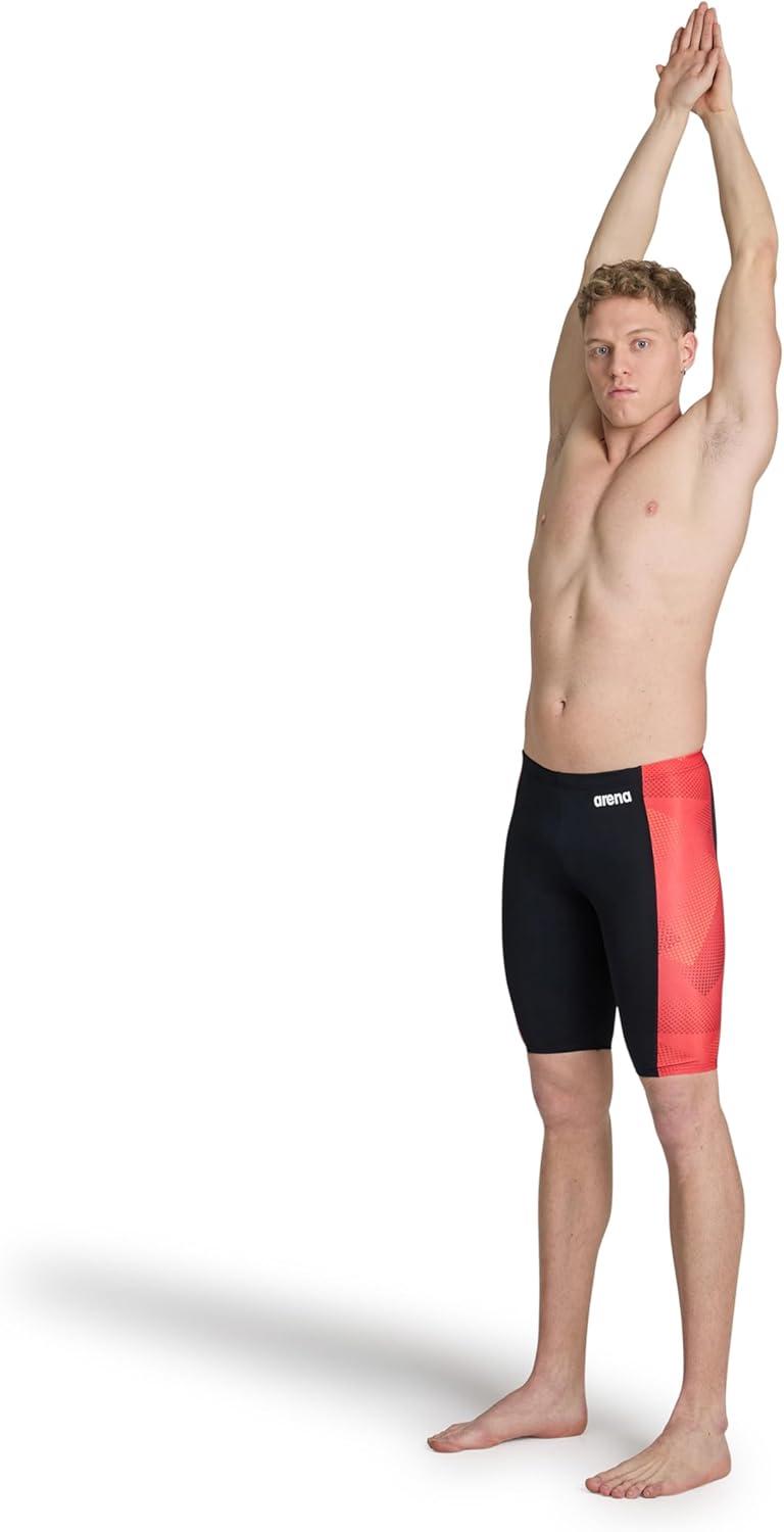 imageArena Boys Arena Performance Boys Halftone Swim Jammer Athletic Swimwear Professional SwimsuitBlackTeam Red