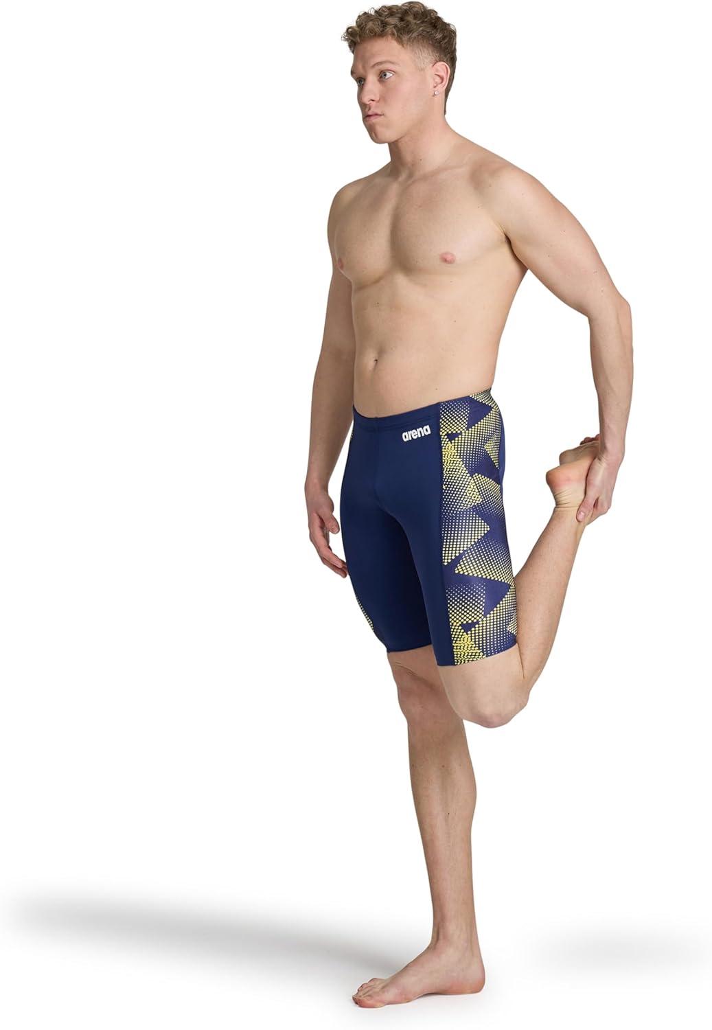 imageArena Boys Arena Performance Boys Halftone Swim Jammer Athletic Swimwear Professional SwimsuitNavyTeam Navy Yellow