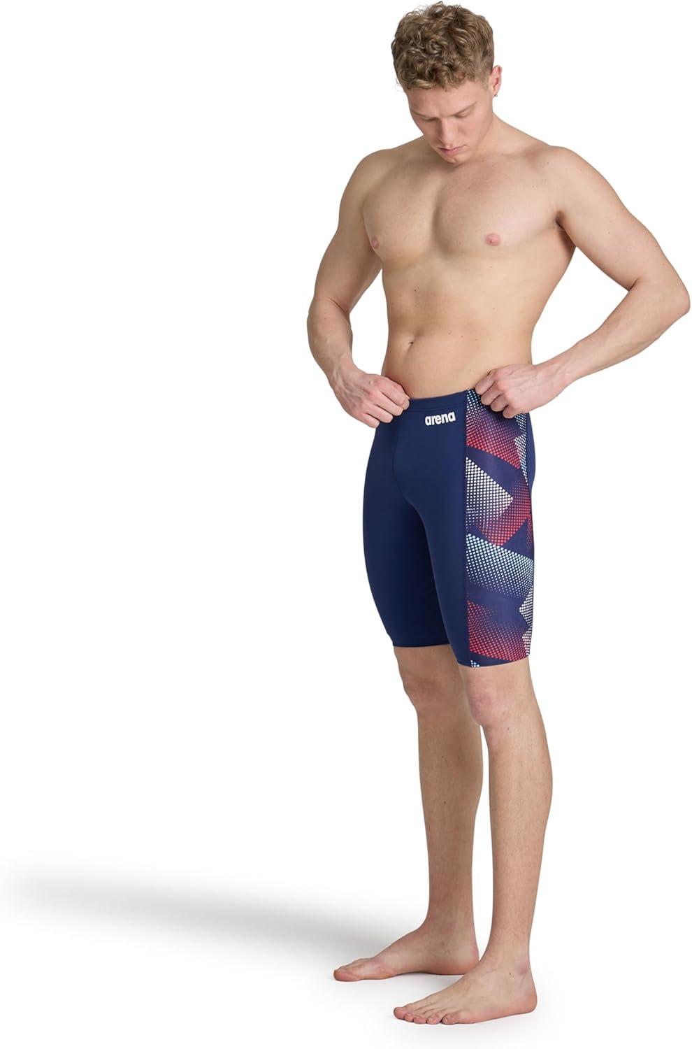 imageArena Boys Arena Performance Boys Halftone Swim Jammer Athletic Swimwear Professional SwimsuitNavyTeam Red White Blue