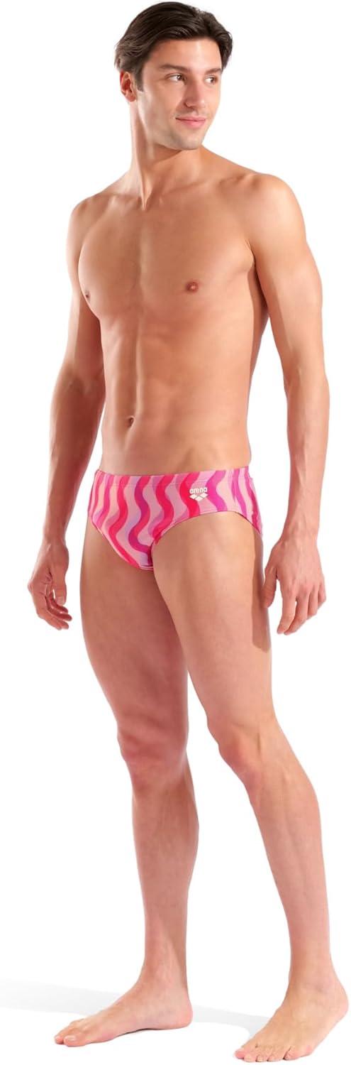 imageArena Mens Performance Breast Cancer Collection Ripple Swim Brief Sports SwimwearMulti Pink