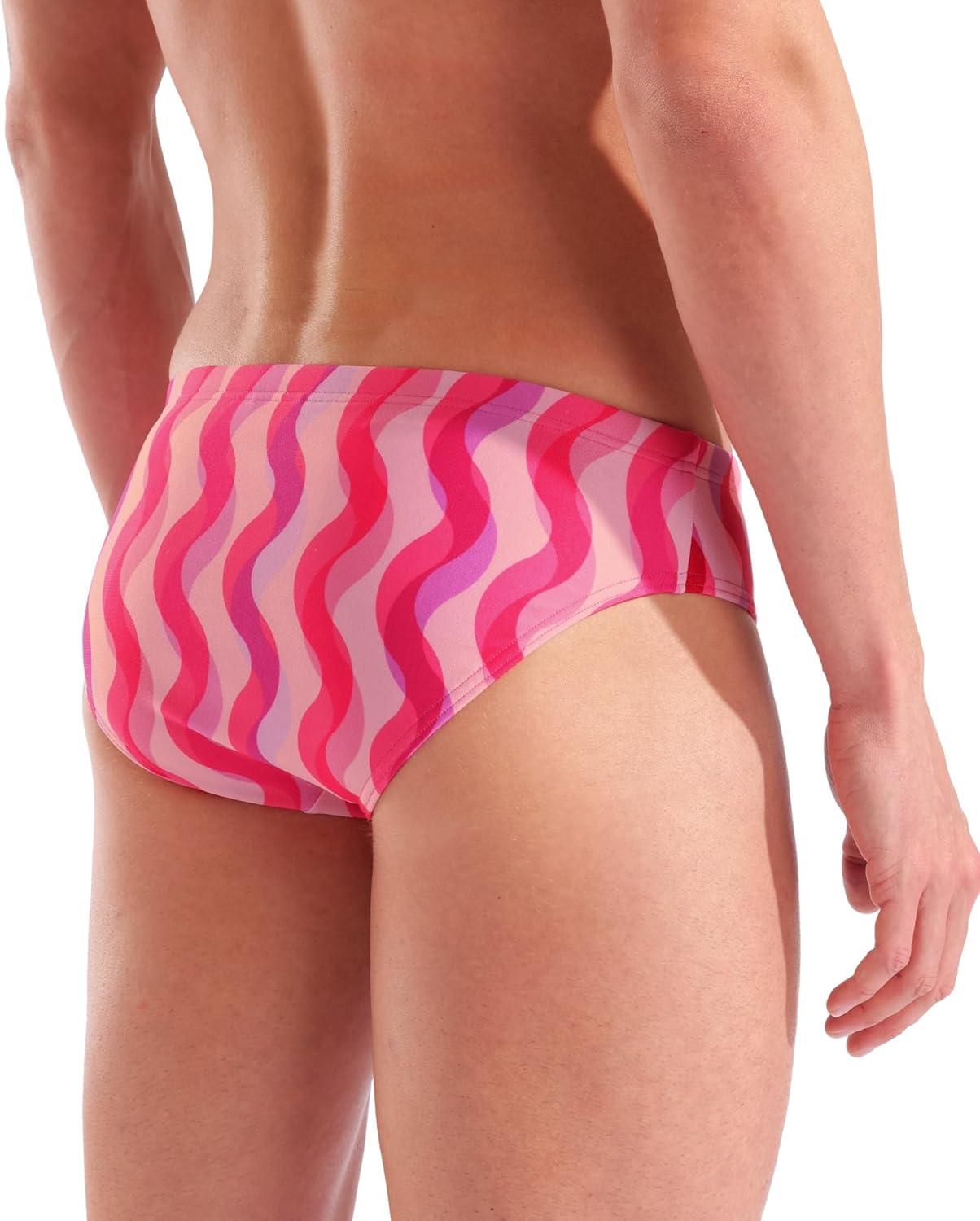 imageArena Mens Performance Breast Cancer Collection Ripple Swim Brief Sports SwimwearMulti Pink