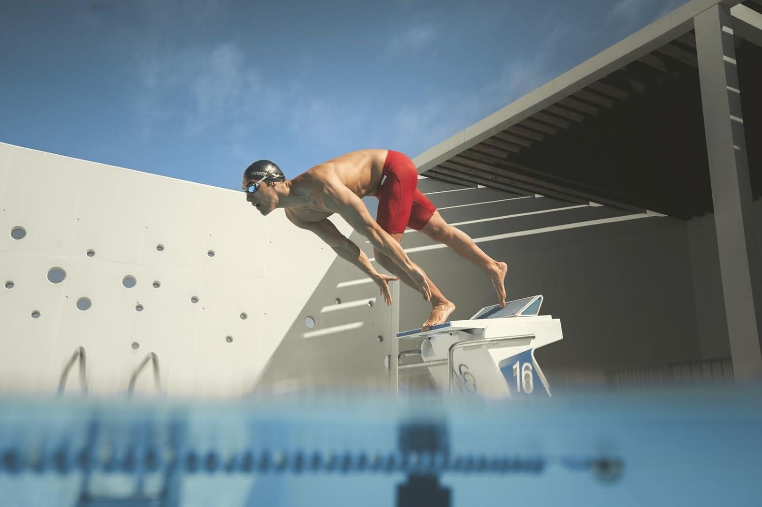 imageArena Mens Team Colors Solid Swim Jammer MaxLife Athletic Swimwear Pool Training Swimsuit Competitive Swimming Bathing SuitBlackWhite