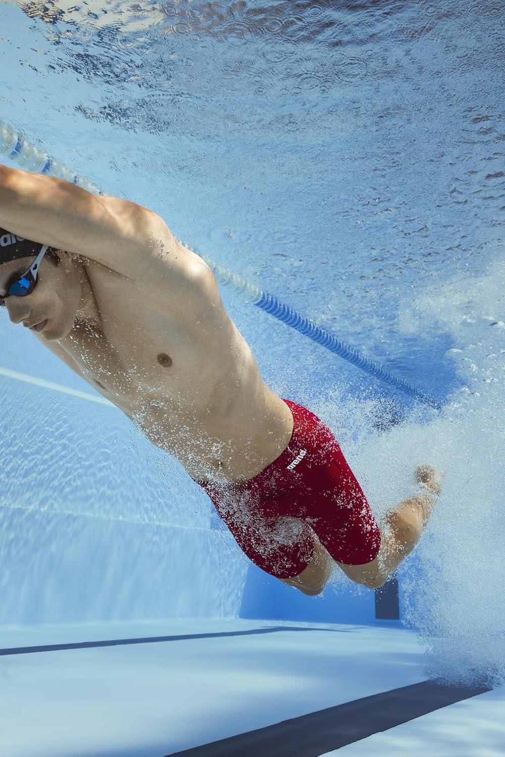 imageArena Mens Team Colors Solid Swim Jammer MaxLife Athletic Swimwear Pool Training Swimsuit Competitive Swimming Bathing SuitRoyalWhite