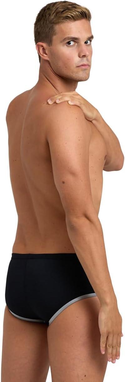 imageArena One Mens Big Logo Seamless Swim Brief MaxLife Pool Practice Athletic Swimsuit Short Training Bathing Suit SwimmersBlackSilver