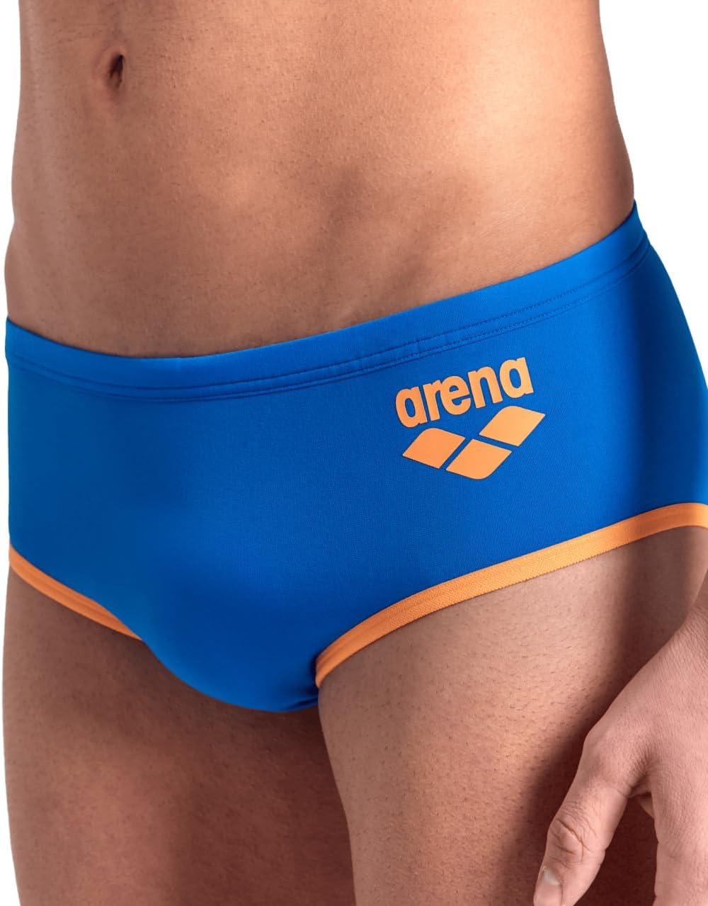 imageArena One Mens Big Logo Seamless Swim Brief MaxLife Pool Practice Athletic Swimsuit Short Training Bathing Suit SwimmersBlue RiverFluo Orange