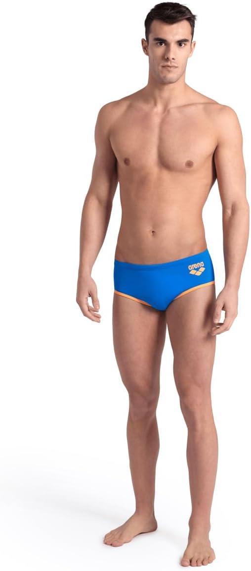 imageArena One Mens Big Logo Seamless Swim Brief MaxLife Pool Practice Athletic Swimsuit Short Training Bathing Suit SwimmersBlue RiverFluo Orange