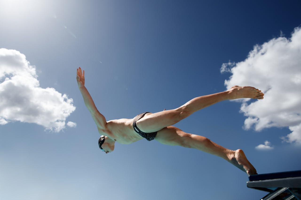 imageArena Performance Mens Kikko Pro Swim Brief Chlorine Resistant MaxLife Athletic Practice SwimsuitUs Flag