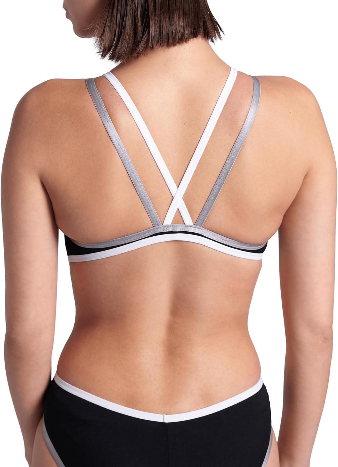 imageArena Womens Arena One Womens Double Cross Back SwimsuitBlackWhiteSilver