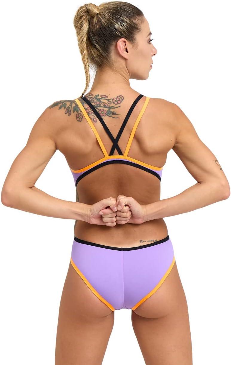 imageArena Womens Arena One Womens Double Cross Back SwimsuitLavandaFluo OrangeBlack