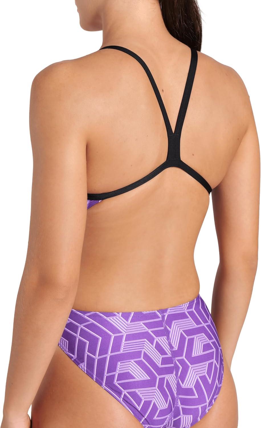 imageArena Womens Arena Performance Womens Escape Team Print Challenge Back Ladies Training SwimsuitBlackTeam Purple
