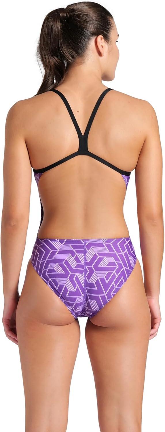 imageArena Womens Arena Performance Womens Escape Team Print Challenge Back Ladies Training SwimsuitBlackTeam Purple