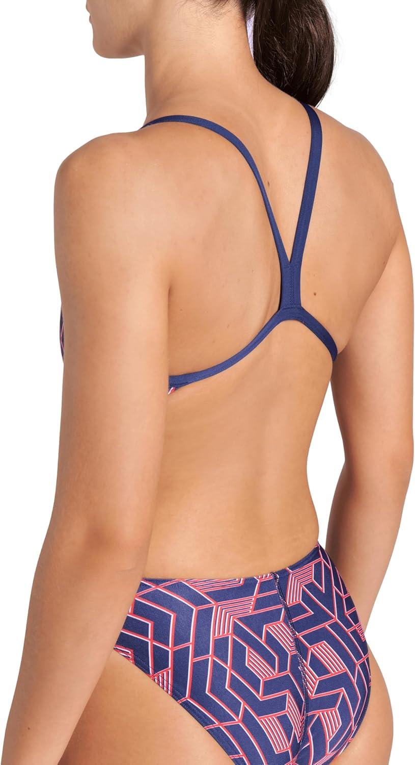 imageArena Womens Arena Performance Womens Escape Team Print Challenge Back Ladies Training SwimsuitNavyTeam Red White Blue