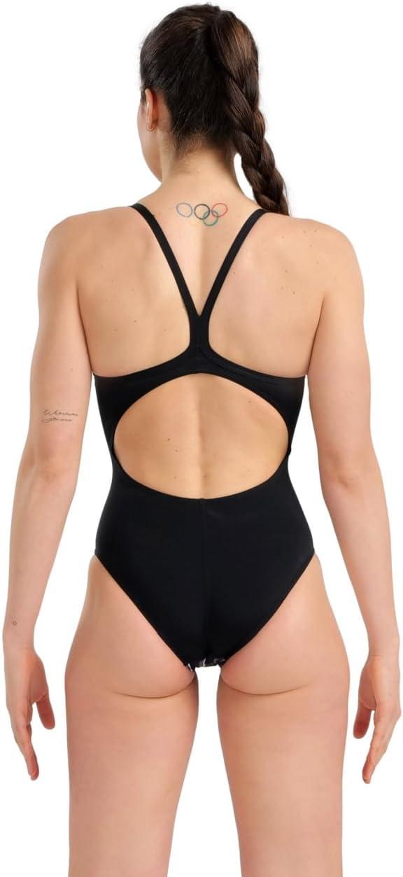 imageArena Womens Arena Performance Womens Marbled Sports Swimsuit Light Drop Back Bathing SuitBlackBlack Multi