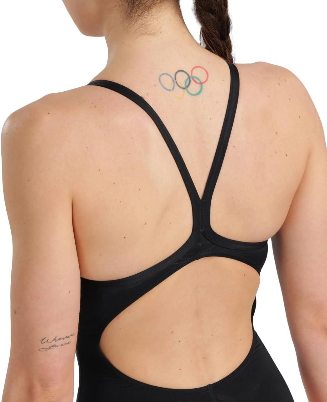 imageArena Womens Arena Performance Womens Marbled Sports Swimsuit Light Drop Back Bathing SuitBlackBlack Multi