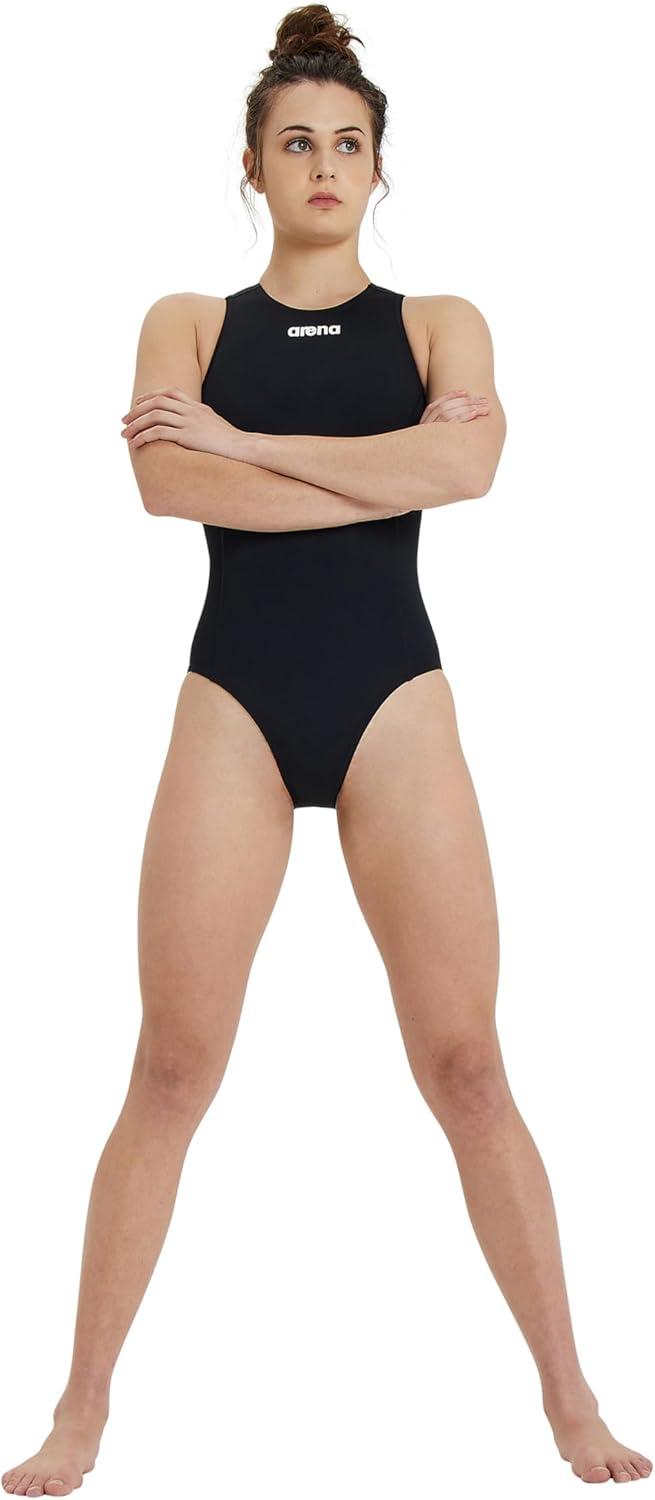 imageArena Womens Arena Team Womens Solid Water Polo One Piece Swimsuit Water Sports Bathing SuitBlackWhite