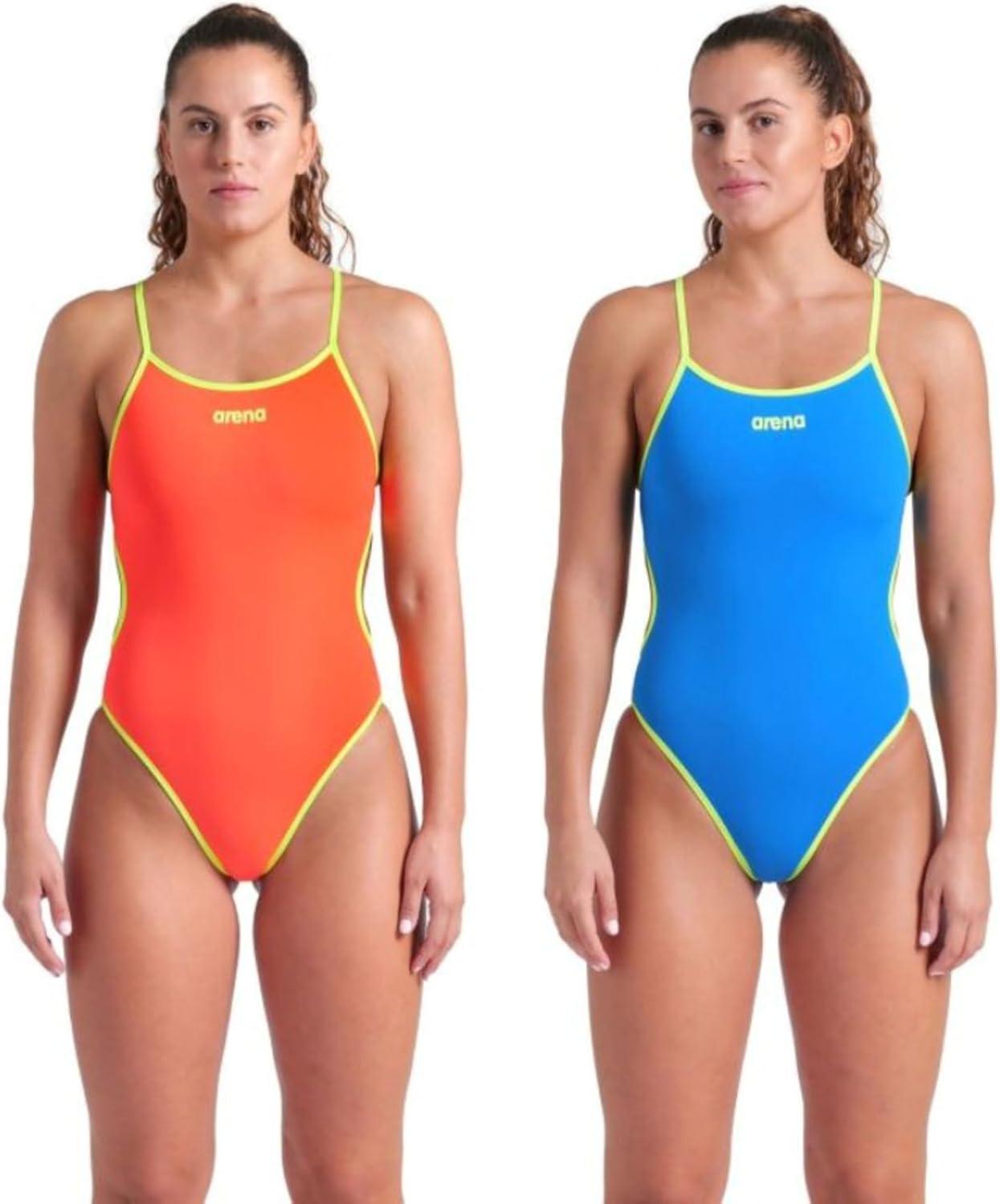 imageArena Womens Arena Womens Challenge Back Performance Solid Reversible One Piece SwimsuitBlue RiverBright CoralArtic