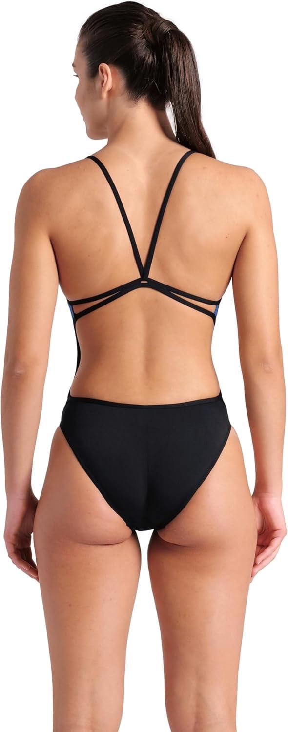 imageArena Womens Performance Diamond Team Print Lace Back Ladies Bathing SwimsuitBlackRoyal