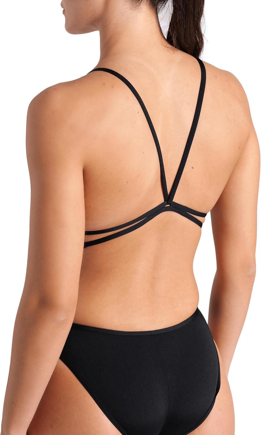 imageArena Womens Performance Diamond Team Print Lace Back Ladies Bathing SwimsuitBlackWhite