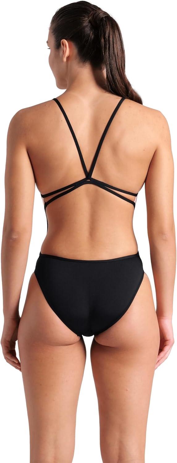 imageArena Womens Performance Diamond Team Print Lace Back Ladies Bathing SwimsuitBlackWhite