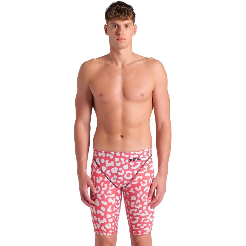 imageARENA Powerskin ST Next Mens Racing Jammer Competition Swimsuit One Piece Athletic Swim Team Championship Tech SuitLeopard Skin Geranium