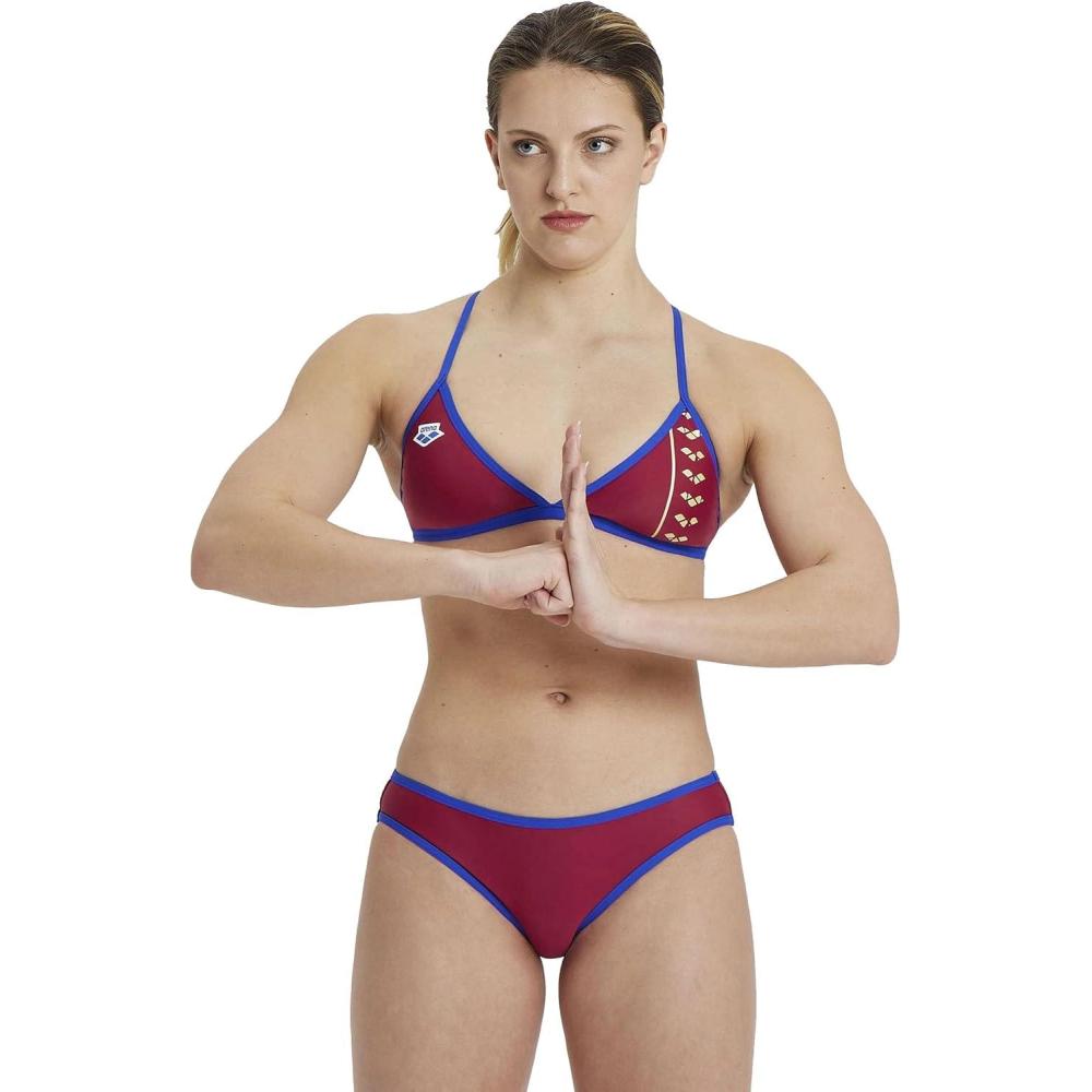 imageARENA Womens Icons Two Piece Swimsuit Triangle BikiniBurgundyneon Blue