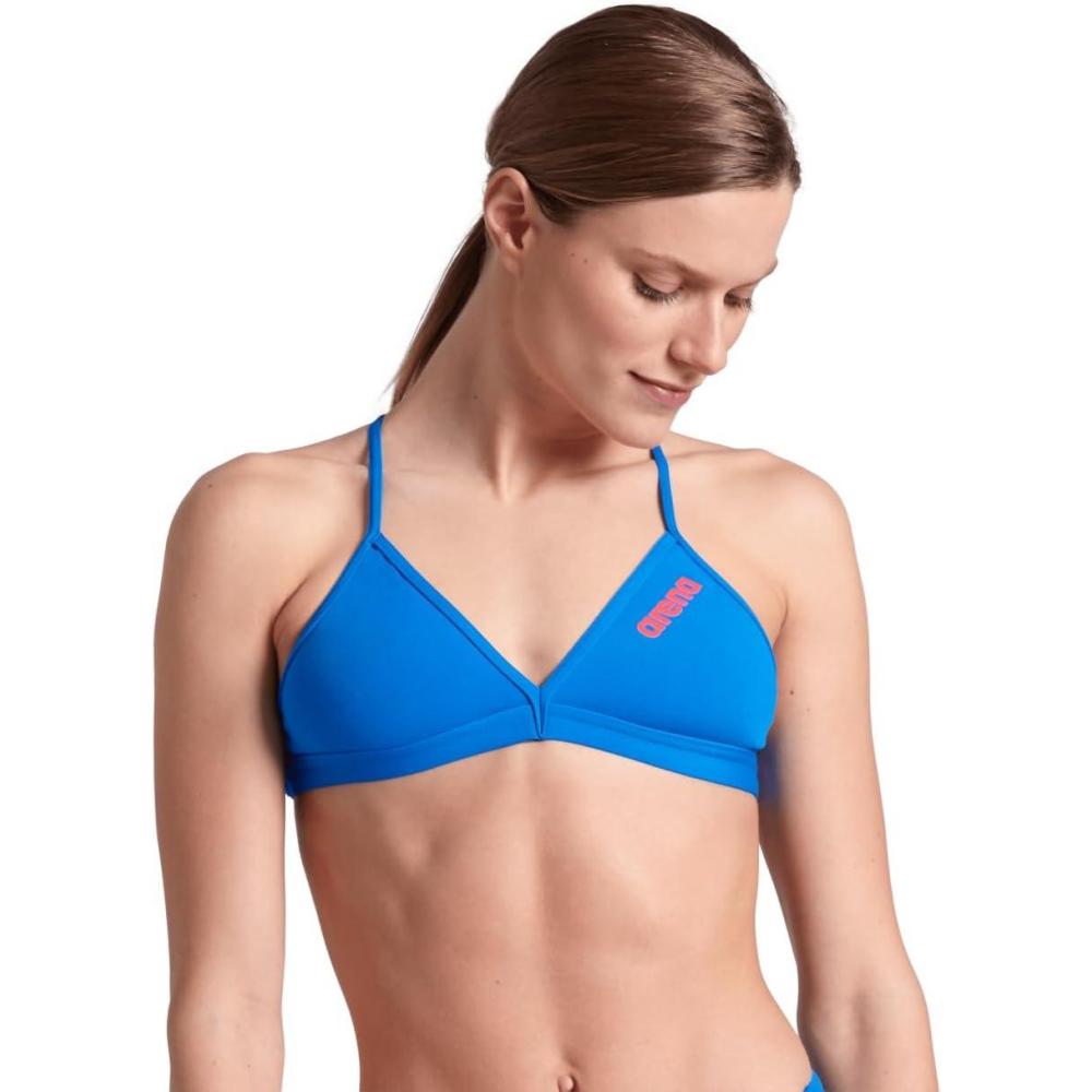 imageARENA Womens Team Solid Swim Top Tie Back Athletic Bikini Top Only Competitive Swimming Training Ladies Bathing SuitBlue River