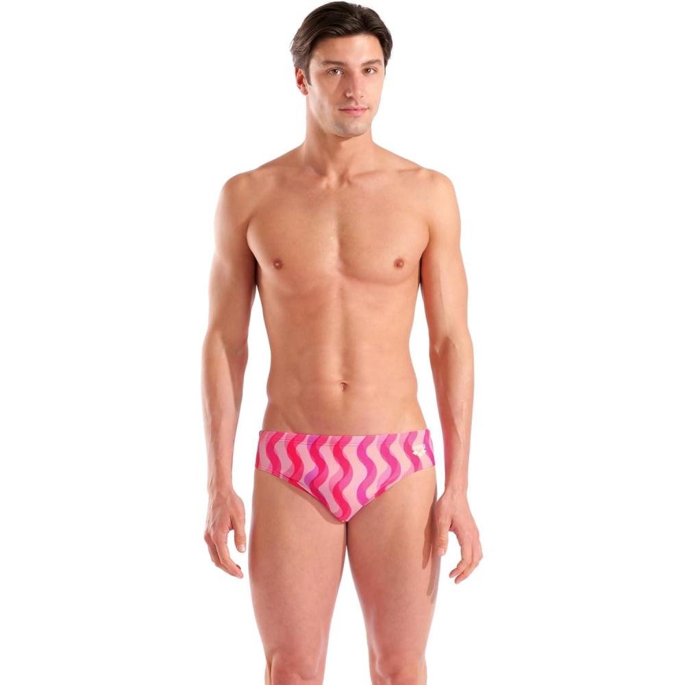 imageArena Mens Performance Breast Cancer Collection Ripple Swim Brief Sports SwimwearMulti Pink