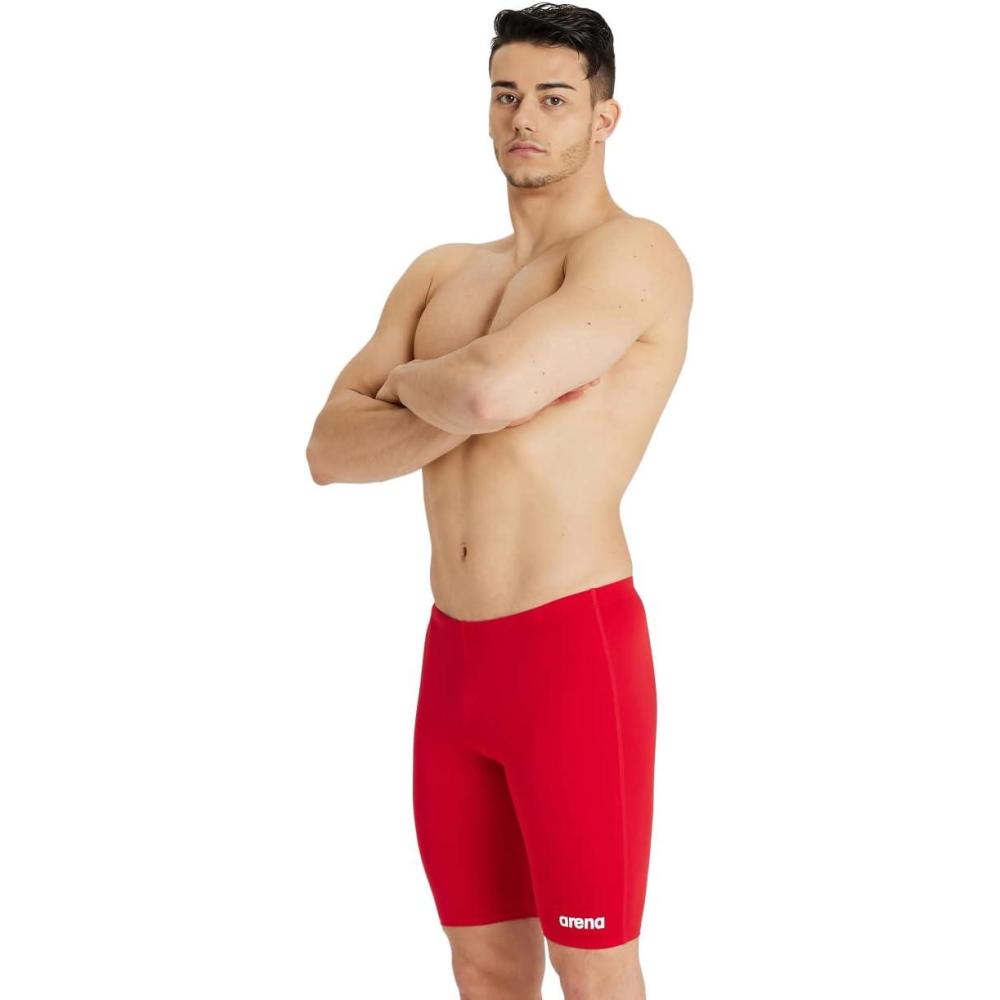 imageArena Mens Team Colors Solid Swim Jammer MaxLife Athletic Swimwear Pool Training Swimsuit Competitive Swimming Bathing SuitRedWhite