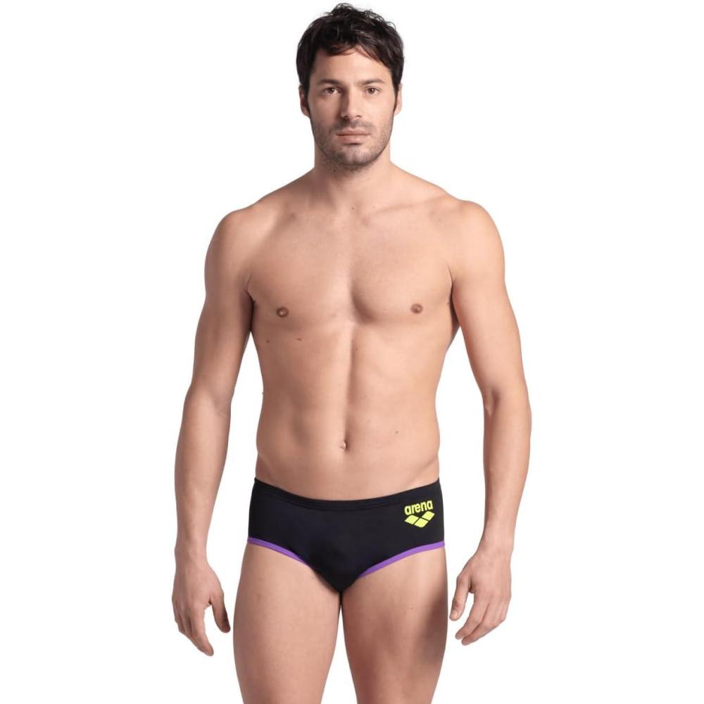 imageArena One Mens Big Logo Seamless Swim Brief MaxLife Pool Practice Athletic Swimsuit Short Training Bathing Suit SwimmersBlackPurple