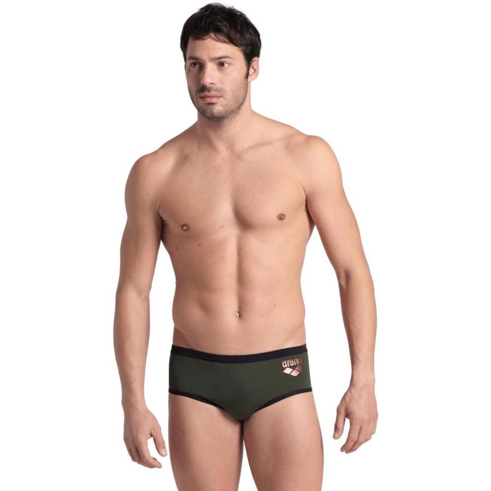 imageArena One Mens Big Logo Seamless Swim Brief MaxLife Pool Practice Athletic Swimsuit Short Training Bathing Suit SwimmersDark Sage