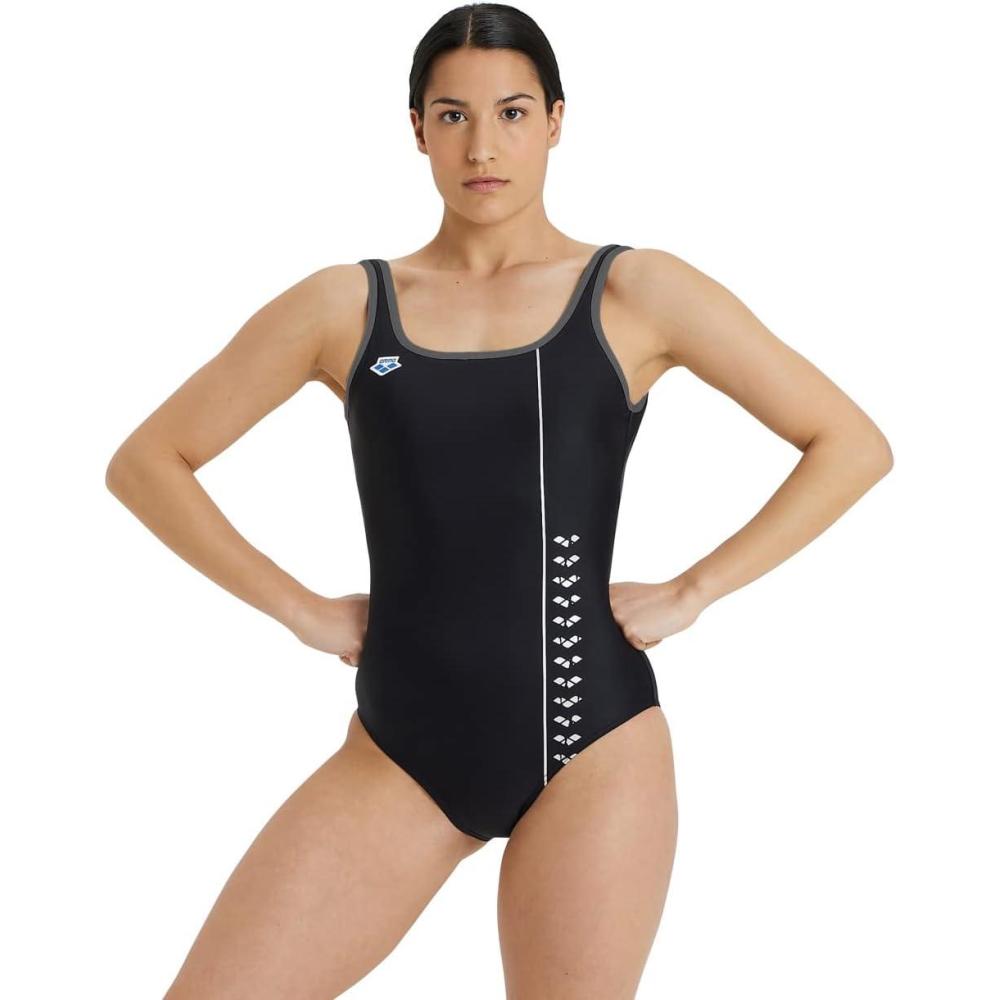 imagearena Womens Icons One Piece Beach Swimsuit U BackBlackasphalt