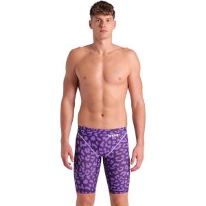 ARENA Powerskin ST Next Men’s Racing Jammer Competition Swimsuit One Piece Athletic Swim Team Championship Tech Suit(Leopard Skin Violet)