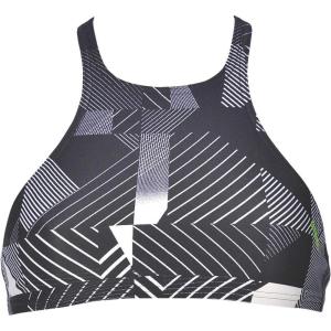 ARENA Women’s Rule Breaker Think Crop MaxLife Bikini Top(Geometric Black)