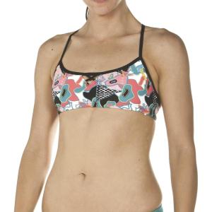 ARENA Women’s Rulebreaker Be Bandeau Bikini Athletic Sport Swim Top(Abstract)