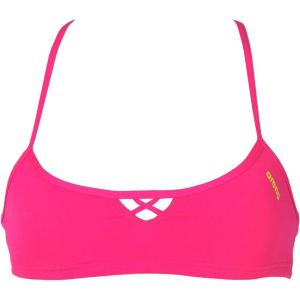 ARENA Women’s Rulebreaker Be Bandeau Bikini Athletic Sport Swim Top(Fresia Rose)