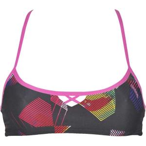 ARENA Women’s Rulebreaker Be Bandeau Bikini Athletic Sport Swim Top(Geometric Multi)