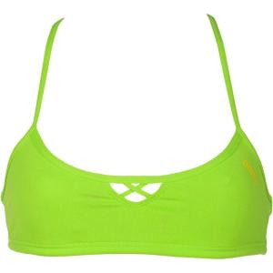 ARENA Women’s Rulebreaker Be Bandeau Bikini Athletic Sport Swim Top(Leaf)