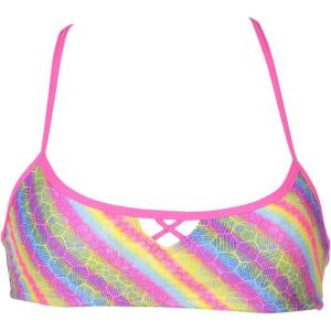 ARENA Women’s Rulebreaker Be Bandeau Bikini Athletic Sport Swim Top(Paparazzi)