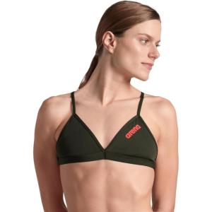 ARENA Women’s Team Solid Swim Top Tie Back Athletic Bikini Top Only Competitive Swimming Training Ladies Bathing Suit(Dark Sage)