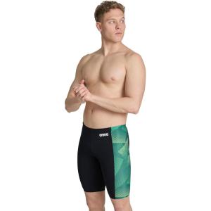 Arena Boys Arena Performance Boys’ Halftone Swim Jammer Athletic Swimwear Professional Swimsuit(Black/Team Green)