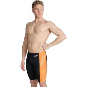 Arena Boys Arena Performance Boys’ Halftone Swim Jammer Athletic Swimwear Professional Swimsuit(Black/Team Orange)