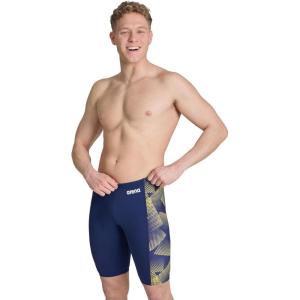 Arena Boys Arena Performance Boys’ Halftone Swim Jammer Athletic Swimwear Professional Swimsuit(Navy/Team Navy Yellow)