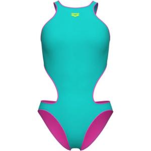 Arena Womens Arena One Women’s Next Swimsuit Tech One Back Performance Ladies Bathing Suit(Water/Shocking Pink)