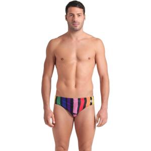 ARENA Men’s Performance Let It Beat Capsule Collection Swim Briefs Athletic Swimwear(Black Multi/Black)