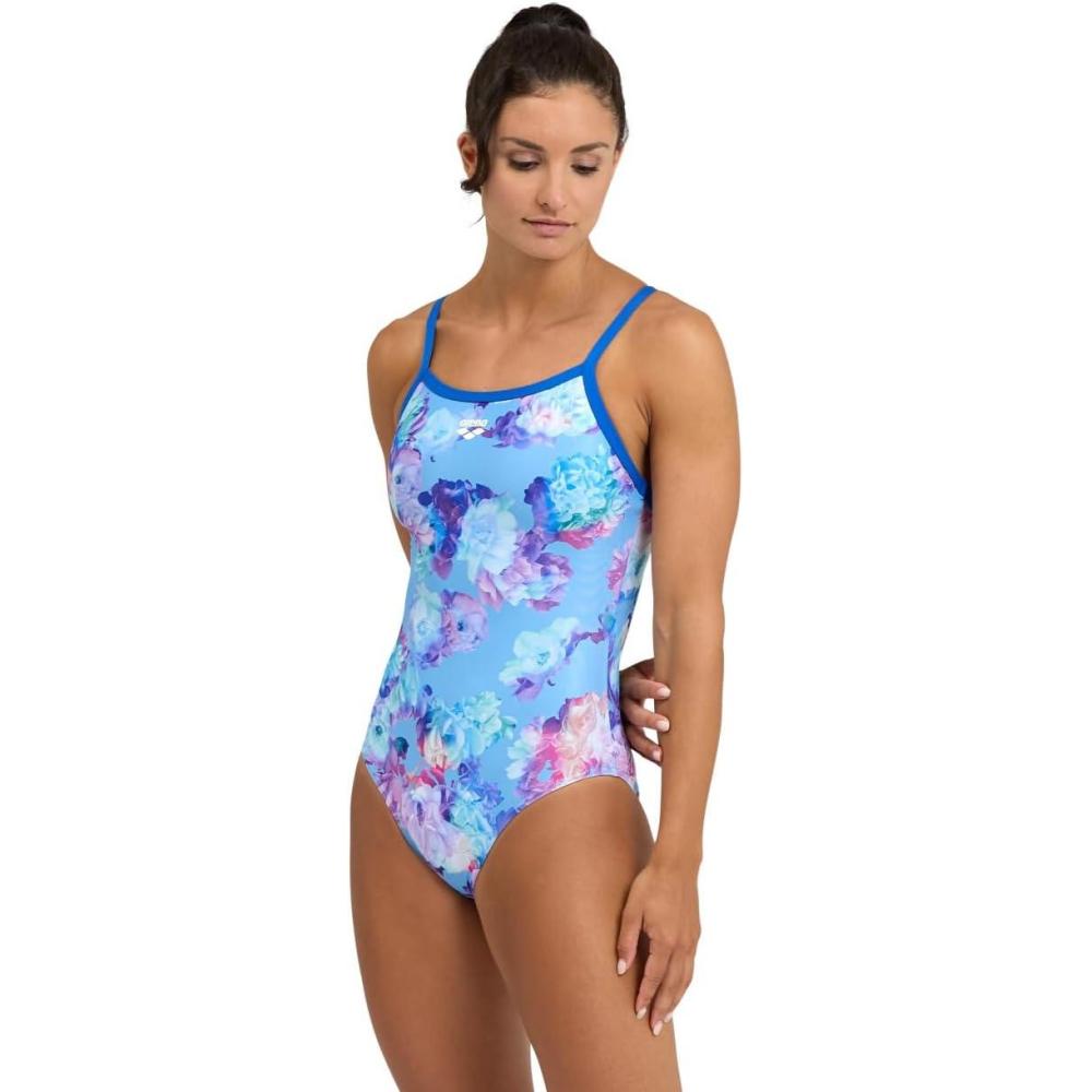 imageARENA Performance Spring Garden Womens Swimsuit Light Drop Back One Piece MaxLife Training Bathing SuitRoyalRoyal Multi