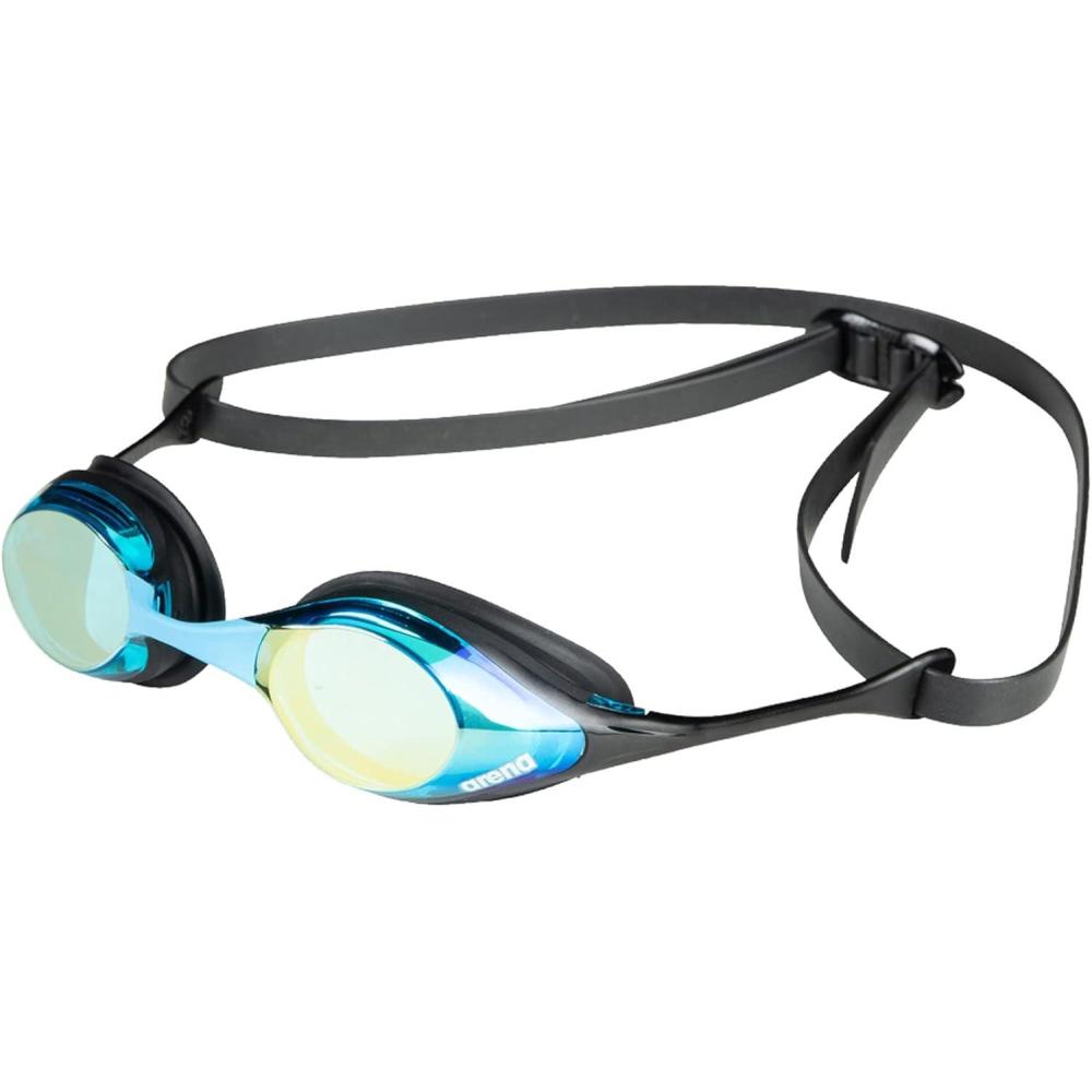 imageArena Unisex Adult Cobra Swipe AntiFog Racing Swim Goggles Polycarbonate MirrorNonMirror Lens Hydrodynamic DesignAquaBlack