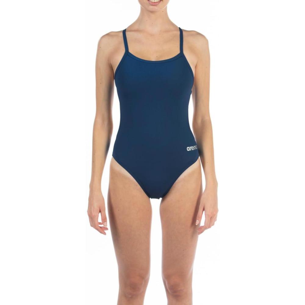 imageArena Womens Arena Women Sports Swimsuit Solid Challenge BackNavyMetallic Silver