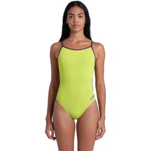 ARENA Performance Women’s Team Solid Lace Back Swimsuit One Piece Bathing Suit(Soft Green/Plum)